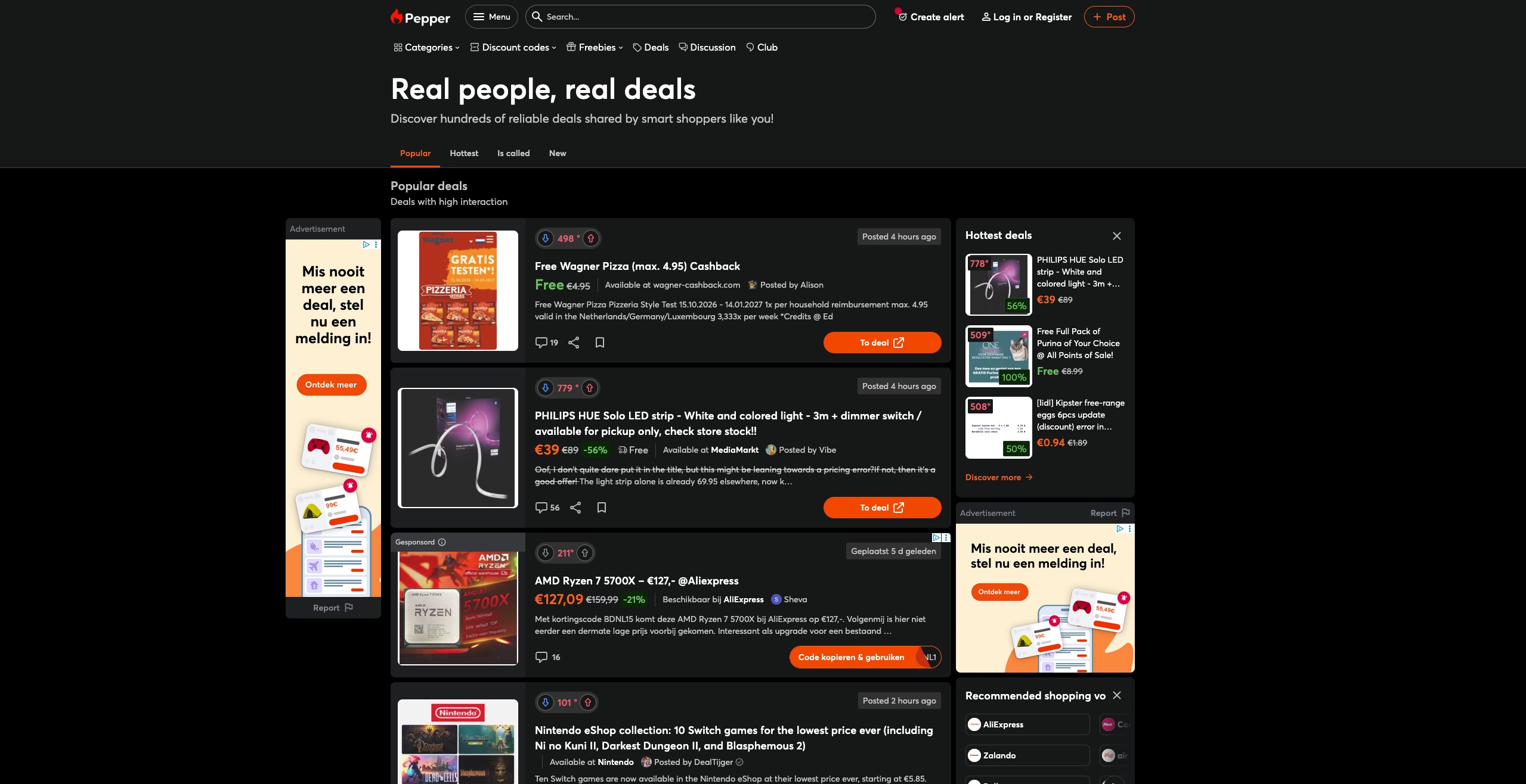 HotUKDeals shopping community user interface, one of the Atolls commerce destinations